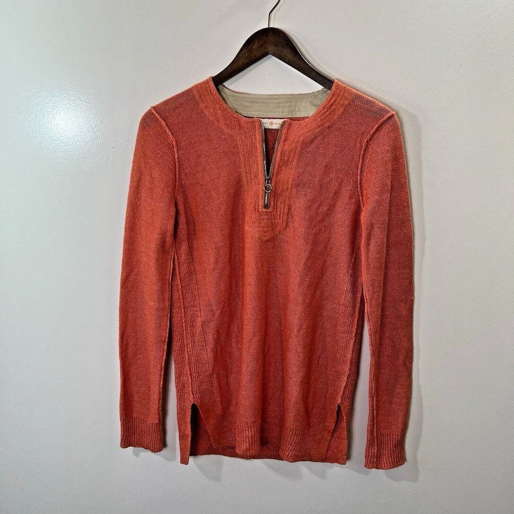 Tory Burch Womens Linen Lightweight Sweater XS Resort Preppy Coastal Casual Chic